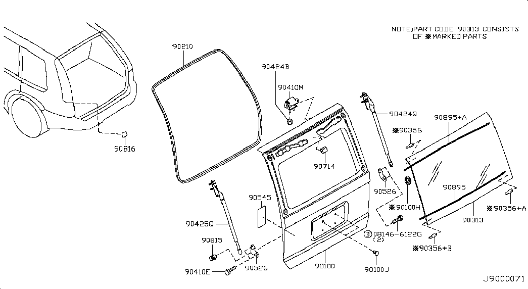 NISSAN K0451-EQ30A - Ammortizatore pneumatico, Cofano bagagli / vano carico autozon.pro