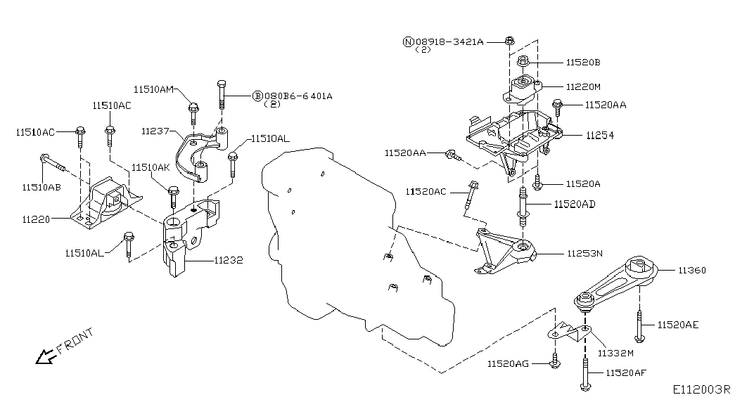 NISSAN 113609U000 - Sospensione, Motore autozon.pro