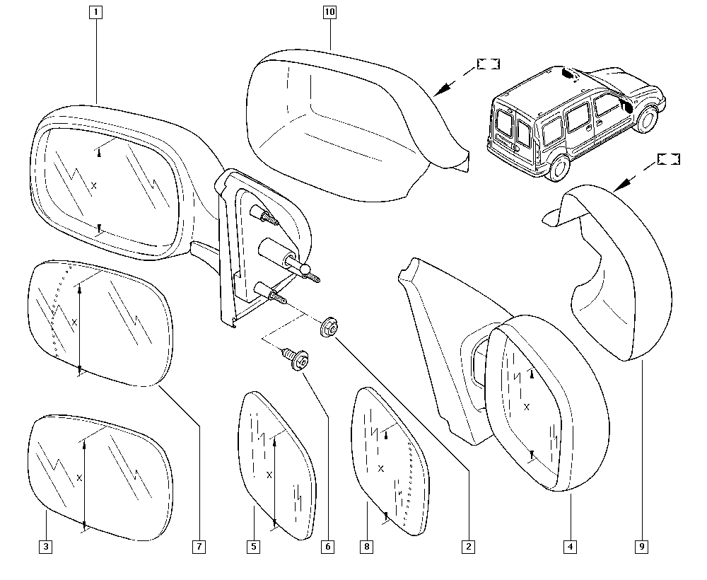 RENAULT 7701041941 - Vetro specchio, Specchio esterno autozon.pro