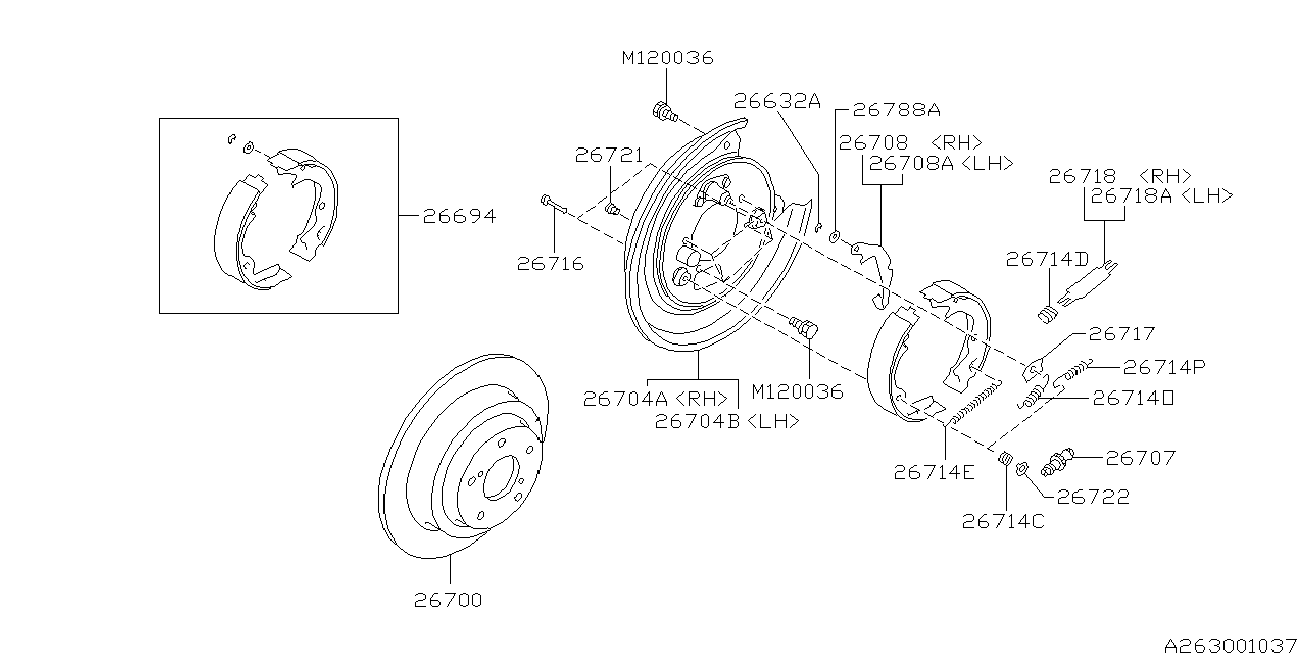 Subaru 26698AC000 - Kit ganasce, Freno stazionamento autozon.pro