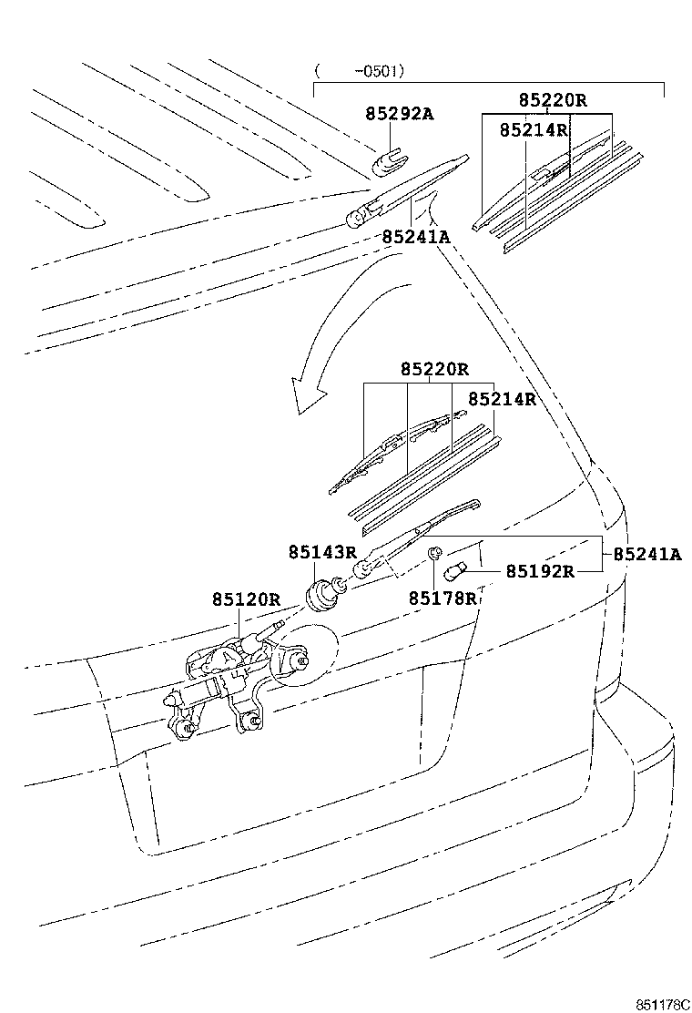 TOYOTA 85242-AE010 - BLADE ASSY, REAR WIPER autozon.pro