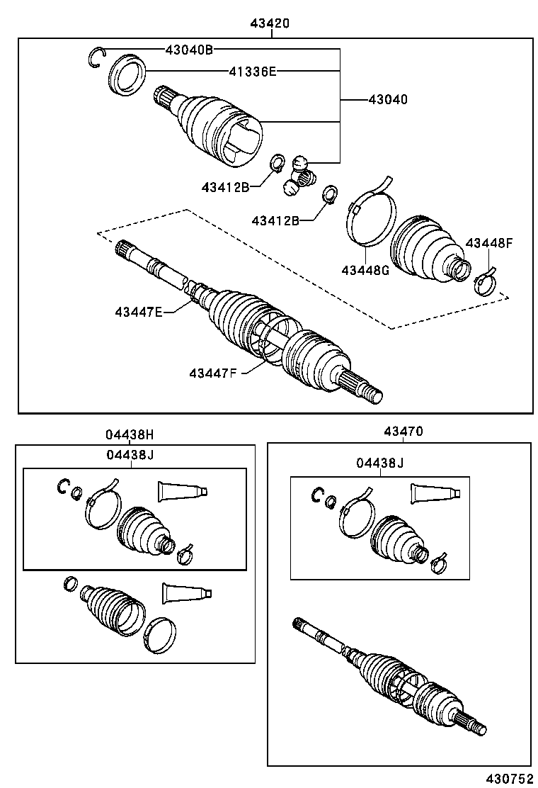 TOYOTA 43420-0D080 - Kit giunti, Semiasse autozon.pro