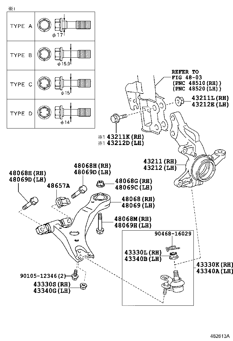 LEXUS 48069-48041 - Braccio oscillante, Sospensione ruota autozon.pro