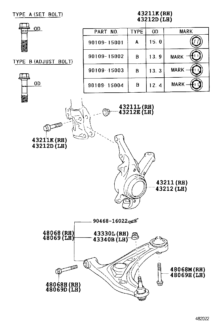 TOYOTA 48068-59145 - Braccio oscillante, Sospensione ruota autozon.pro