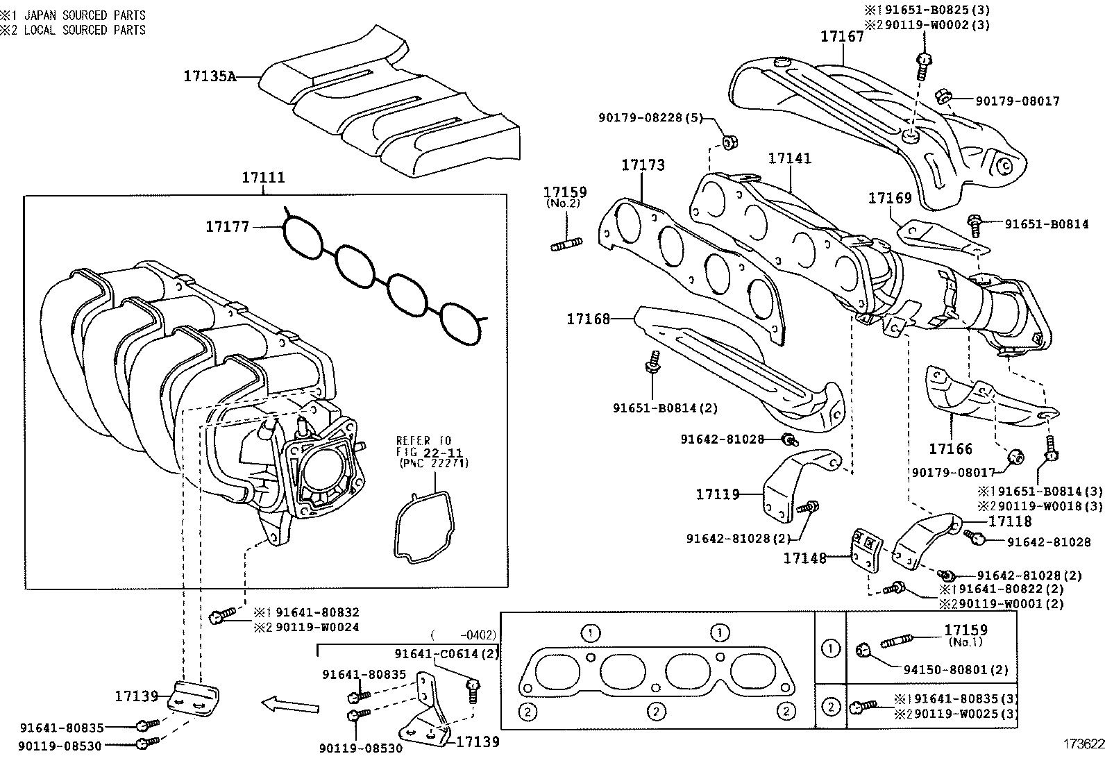 TOYOTA 17171-22030 - Guarnizione, Collettore aspirazione autozon.pro