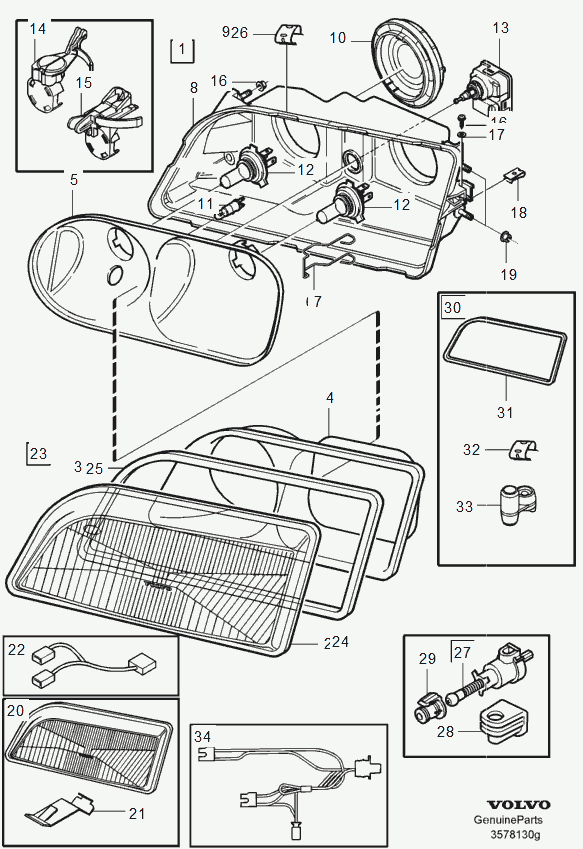 Volvo 30863899 - Kit trasformazione, Faro autozon.pro