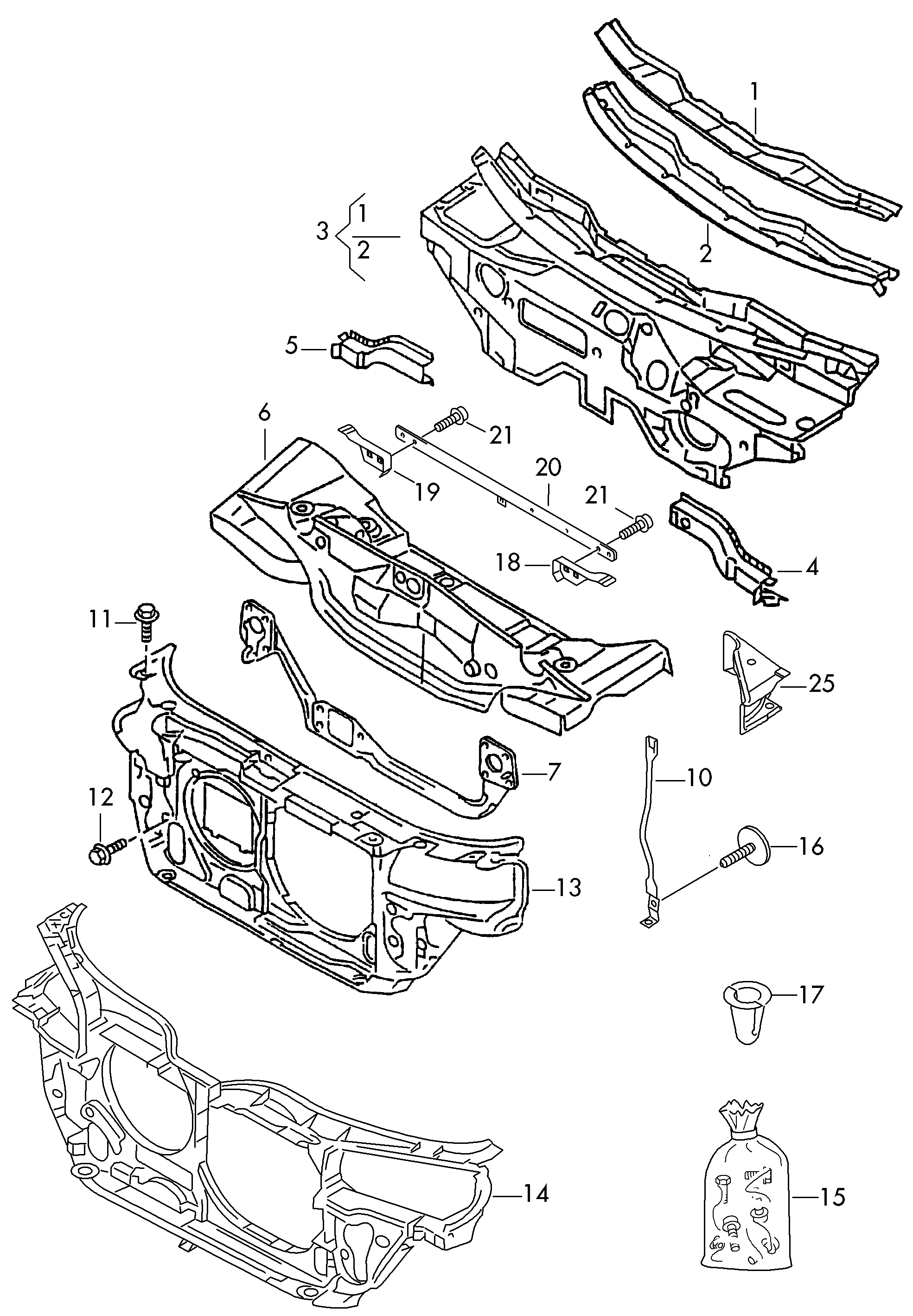 VAG 3B0805594BL - Pannellatura anteriore autozon.pro