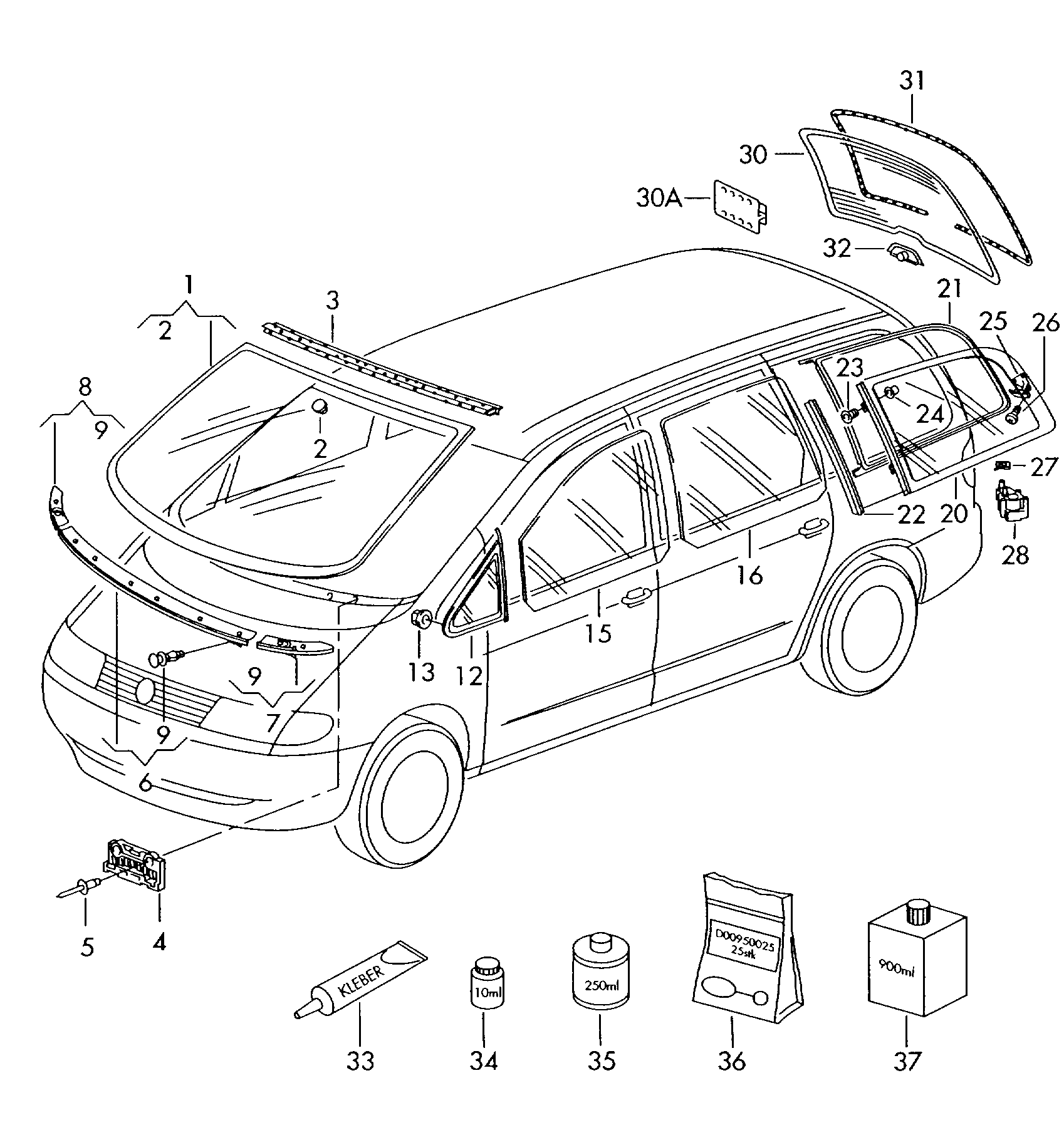 VW 7M0845411N - Cristallo laterale autozon.pro